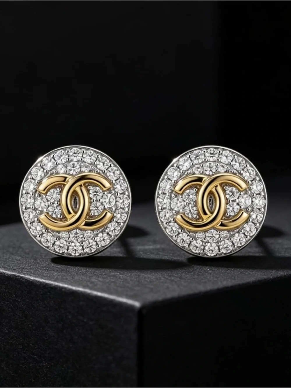 CHANEL Crystal Disc Earrings